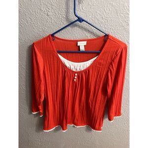 Chico's Women's Blouse  Size 1 Red White Cropped